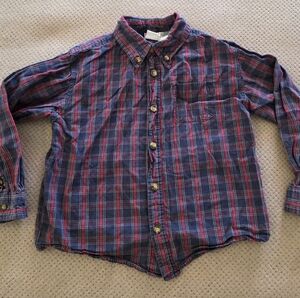 McKids 1990s 5t Long Sleeves Button Down Collar blue & red plaid